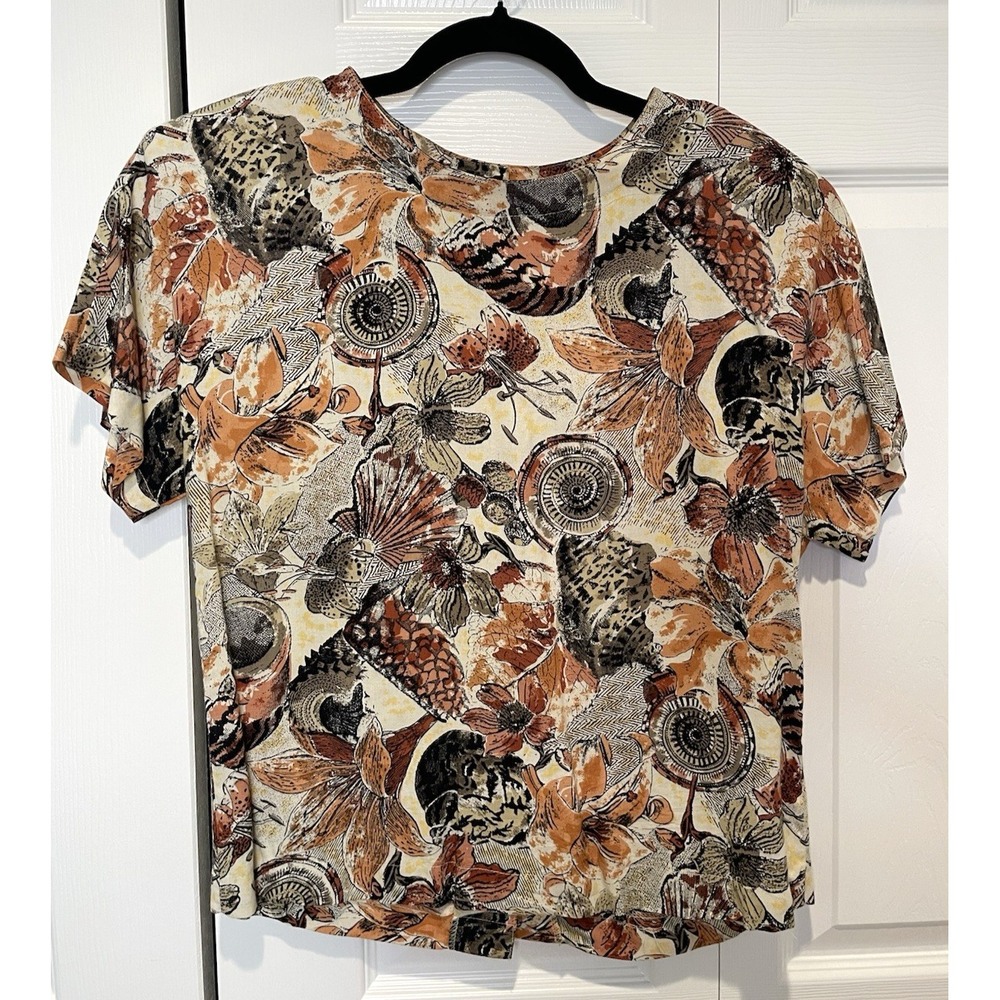 Vintage Emo Womens‎ Artsy Floral Top Size M Goblincore Whimsical Earthy Unique